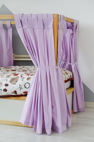 IKEA KURA Floor Bed Curtains - Lilac Cotton Full-Length Tab Top