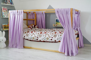 IKEA KURA Floor Bed Curtains - Lilac Cotton Full-Length Tab Top