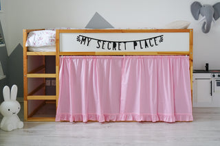 IKEA KURA Bed Curtains with Storage Pockets – Pink Cotton