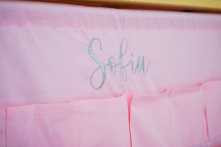 IKEA KURA Bed Curtains with Storage Pockets – Pink Cotton