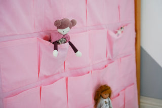 IKEA KURA Bed Curtains with Storage Pockets – Pink Cotton