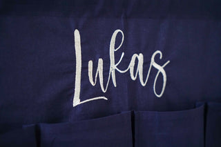 IKEA KURA Bunk Bed Curtains with Storage Pockets - Navy Blue Cotton