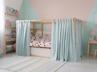 Curtains for IKEA KURA Floor Bed - Mint Cotton Tab Top Panels