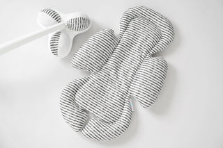 4moms Mamaroo Newborn Insert - Black Stripe Cotton and White Minky Velvet