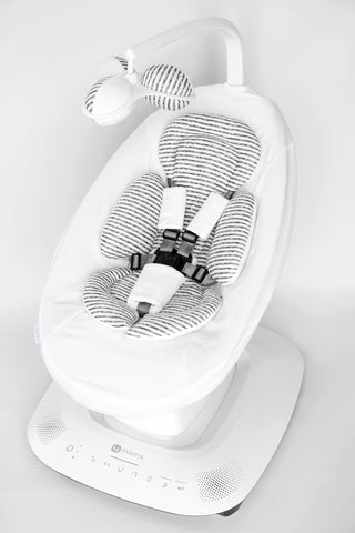 4moms Mamaroo Newborn Insert - Black Stripe Cotton and White Minky Velvet