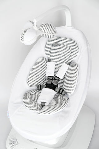 4moms Mamaroo Newborn Insert - Black Stripe Cotton and White Minky Velvet