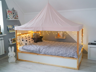 Kids Bed Canopy - Baby Pink for IKEA Kura Floor Bed