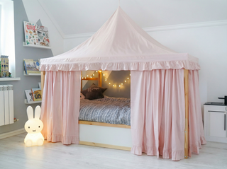 Kids Bed Canopy - Blush Pink with Ruffle Edge