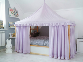 IKEA Kura Floor Bed Canopy - Lavender with Ruffle Edge