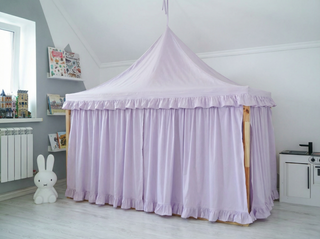 IKEA Kura Floor Bed Canopy - Lavender with Ruffle Edge
