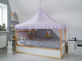 IKEA Kura Floor Bed Canopy - Lavender with Ruffle Edge