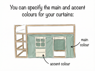 IKEA KURA Bunk Bed Curtains - Two-Tone Cotton with Roll-Up Door and Window Pocket