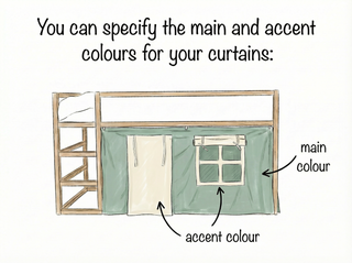 Curtains for IKEA KURA Bed - Olive Accents with Storage Pockets for Toys