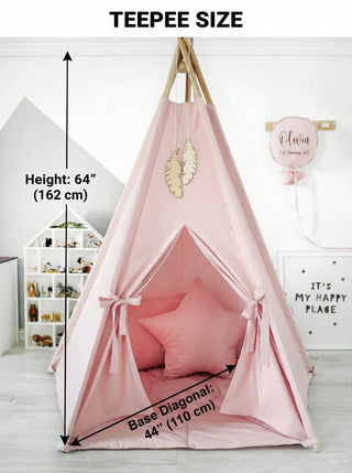 Raspberry Girls Teepee Tent | Large 5-Pole Handmade Indoor Play Tent