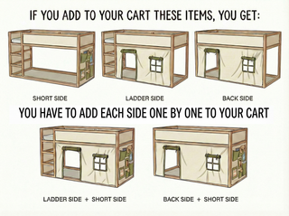 IKEA KURA Curtains - Ivory and Olive with Storage Pockets and Art Display Panel