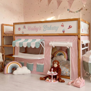 IKEA KURA Bunk Bed Curtains - Bakery Roleplay Playhouse with Awning