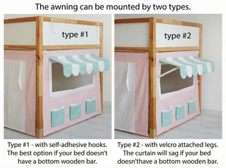 IKEA KURA Bunk Bed Curtains - Bakery Roleplay Playhouse with Awning