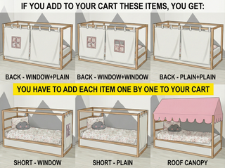 Curtains for IKEA Kura House Bed - Loop Top Panels with Scallop Roof Canopy