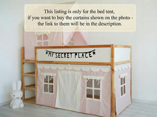 Twin Bed Canopy - Pink Scallop Bed Tent, 4-in-1 Sleep and Play Solution