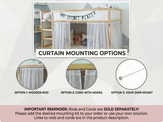 IKEA KURA Bunk Bed Curtains - Sheer Polka Dot Tulle for Girls Room
