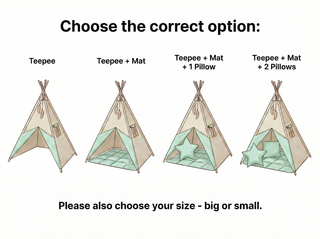 Natural and Sage Mint Kids Teepee Tent | Handmade Cotton Play Tent