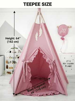 Raspberry Ruffle Kids Teepee Tent | Handmade Cotton Play Tent for Girls