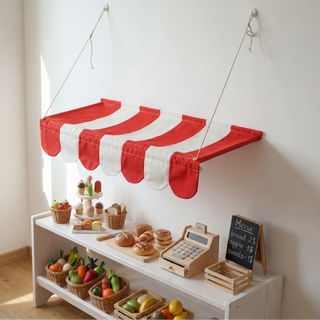 Play Market Awning - Kids Pretend Shop Canopy with Scallop Edge