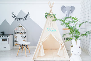 Teepee Poles Set of 4 | Wooden Beech Replacement Poles for Kids Teepee