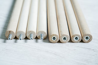 Teepee Poles Set with Stabilizer and Feathers | 4 Beech Wood Poles