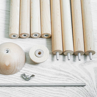 Teepee Poles Set with Stabilizer | 4 Beech Wood Poles for Kids Teepee