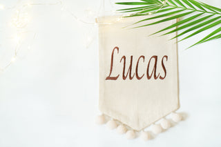 Personalized Teepee Name Banner | Embroidered Cotton Flag for Kids Teepee
