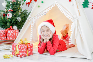 Cream Kids Teepee with Pom Poms | Handmade Natural Cotton Indoor Play Tent