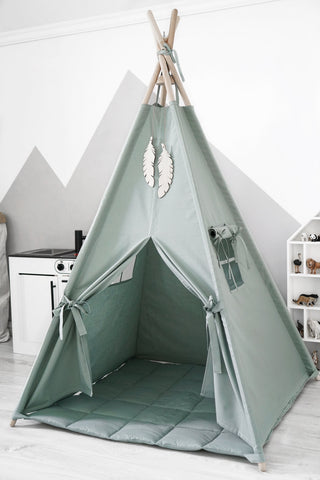 Dusty Sage Kids Teepee Tent | Handmade Cotton Teepee for Kids Room