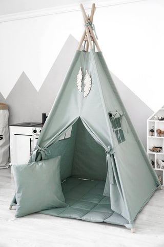 Dusty Sage Kids Teepee Tent | Handmade Cotton Teepee for Kids Room