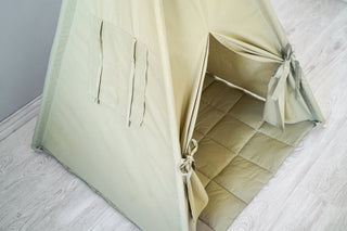 Olive Green Kids Teepee Tent | Handmade Cotton Play Tent for Kids