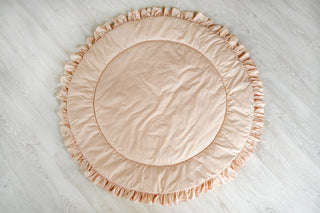 Champagne Round Play Mat with Ruffle | Padded Cotton Kids Floor Mat