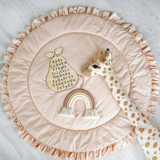 Champagne Round Play Mat with Ruffle | Padded Cotton Kids Floor Mat