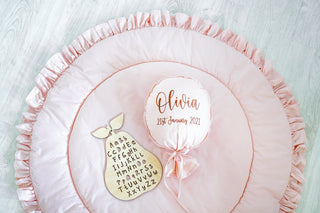 Blush Pink Round Play Mat with Ruffle | Padded Cotton Kids Floor Mat