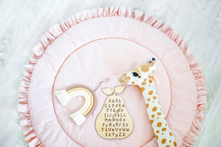 Blush Pink Round Play Mat with Ruffle | Padded Cotton Kids Floor Mat