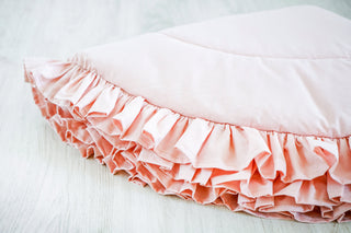 Blush Pink Round Play Mat with Ruffle | Padded Cotton Kids Floor Mat