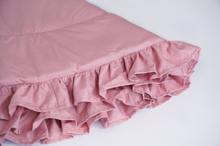 Raspberry Round Play Mat with Ruffles | Padded Cotton Teepee Mat for Kids