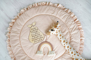 Champagne Round Play Mat with Ruffle | Padded Cotton Kids Floor Mat