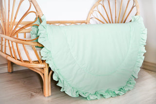 Mint Round Play Mat with Ruffle | Padded Cotton Teepee Mat for Kids