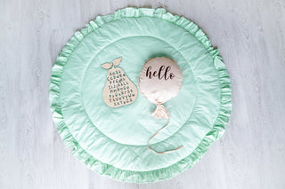 Mint Round Play Mat with Ruffle | Padded Cotton Teepee Mat for Kids