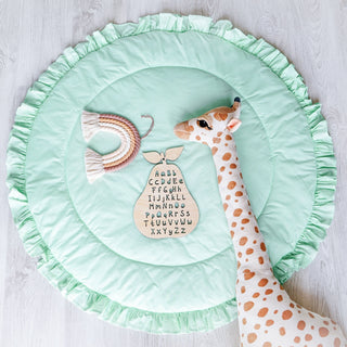 Mint Round Play Mat with Ruffle | Padded Cotton Teepee Mat for Kids