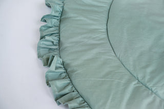 Eucalyptus Round Play Mat with Ruffle | Padded Cotton Teepee Floor Mat