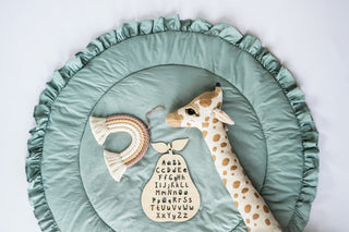 Eucalyptus Round Play Mat with Ruffle | Padded Cotton Teepee Floor Mat