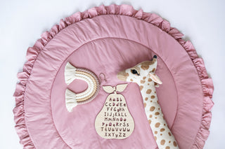 Raspberry Round Play Mat with Ruffles | Padded Cotton Teepee Mat for Kids