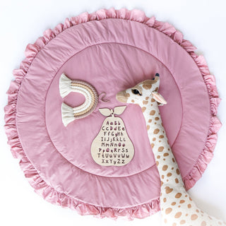Raspberry Round Play Mat with Ruffles | Padded Cotton Teepee Mat for Kids