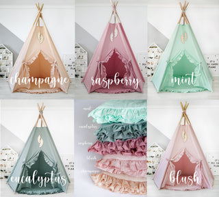 Raspberry Ruffle Kids Teepee Tent | Handmade Cotton Play Tent for Girls